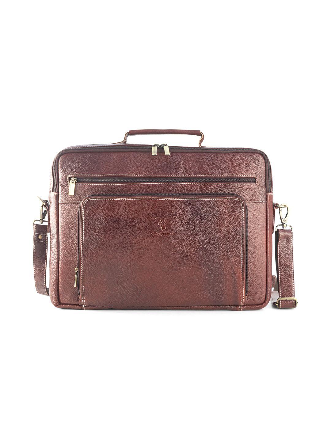 goatter men maroon leather laptop bag