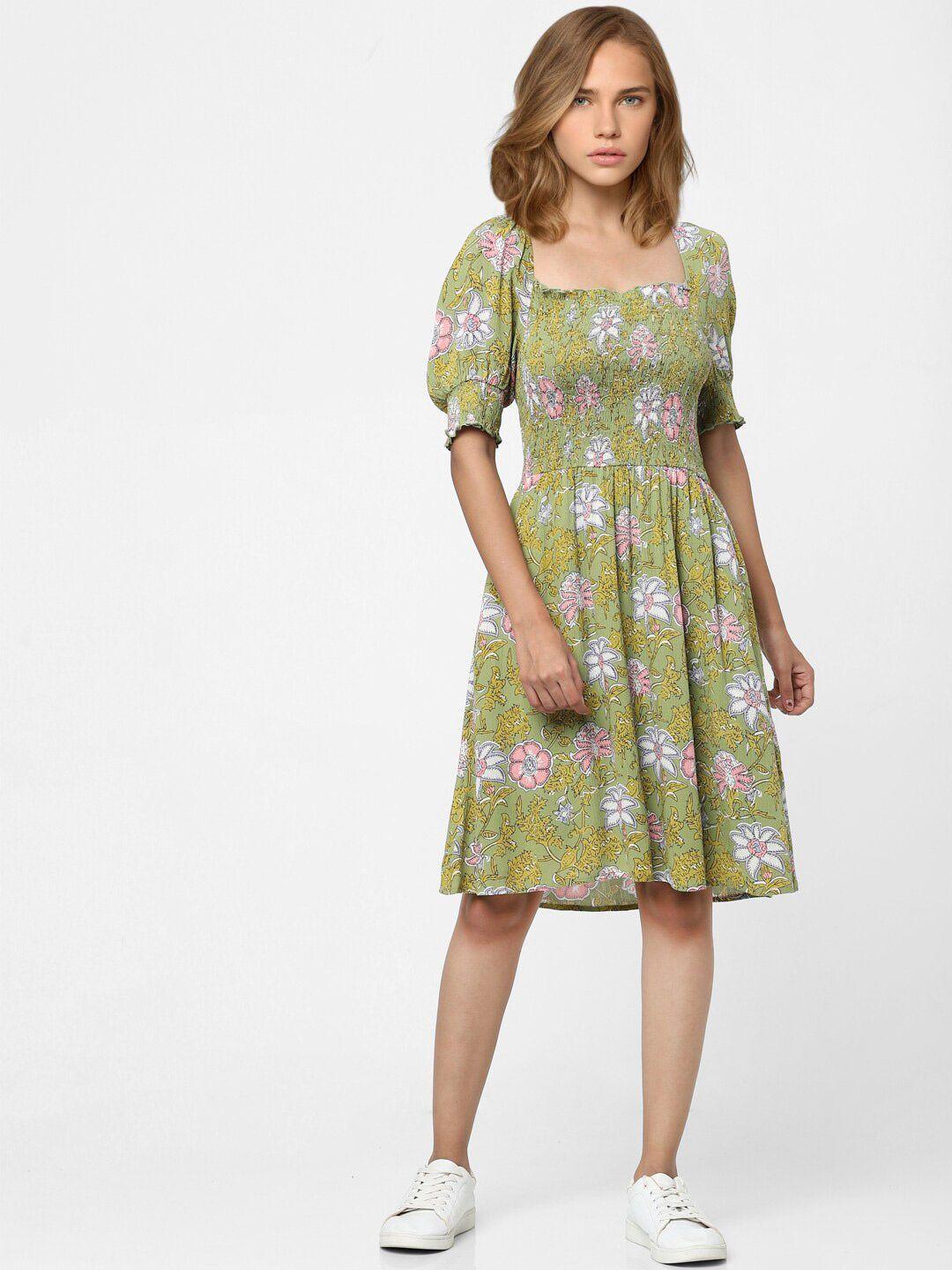 only green floral dress