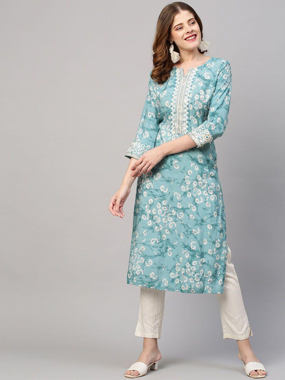 fashor women blue printed kurta