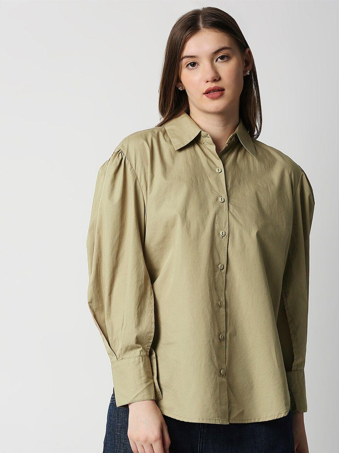 remanika women beige comfort casual shirt