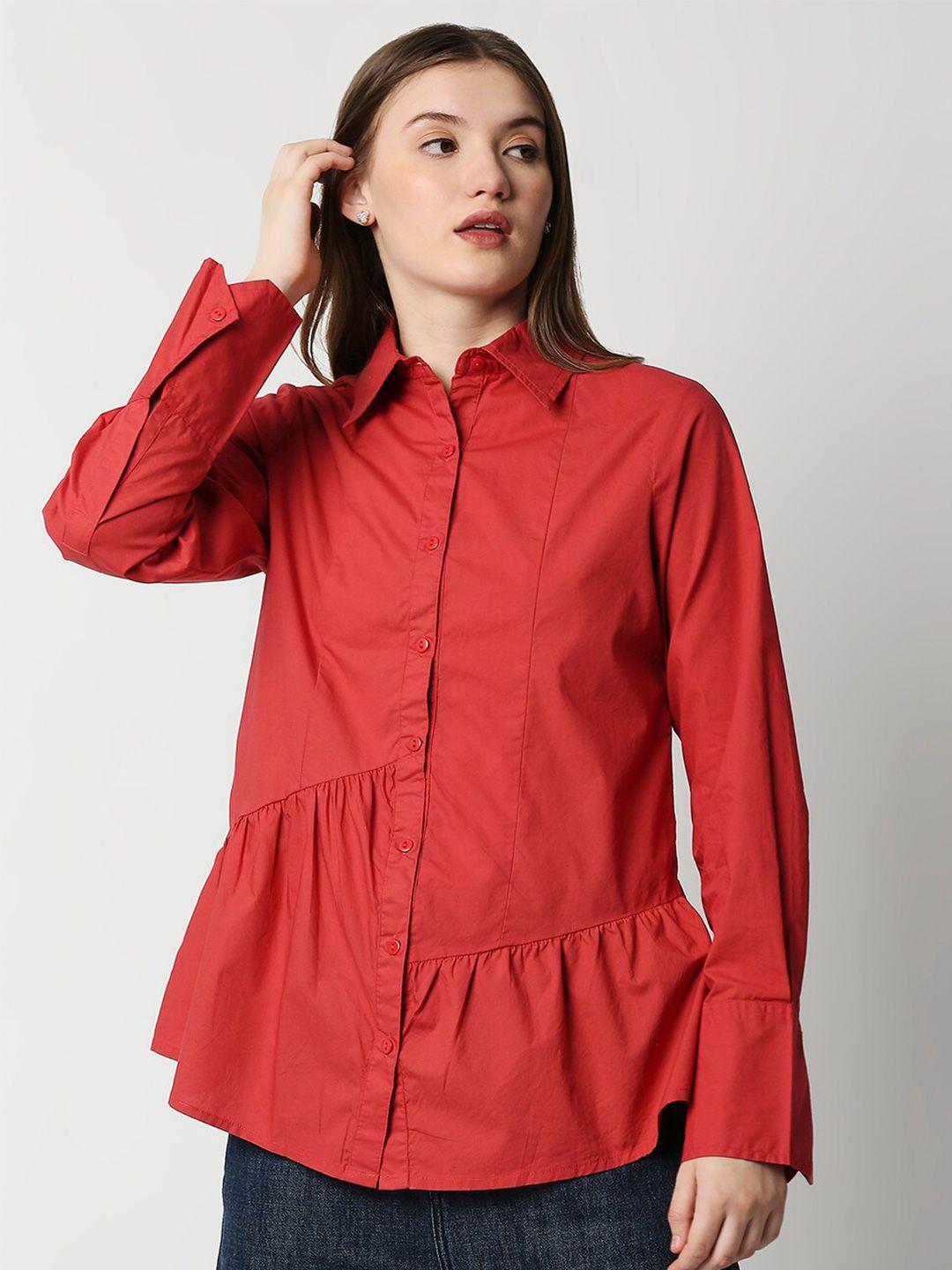 remanika women red comfort casual shirt