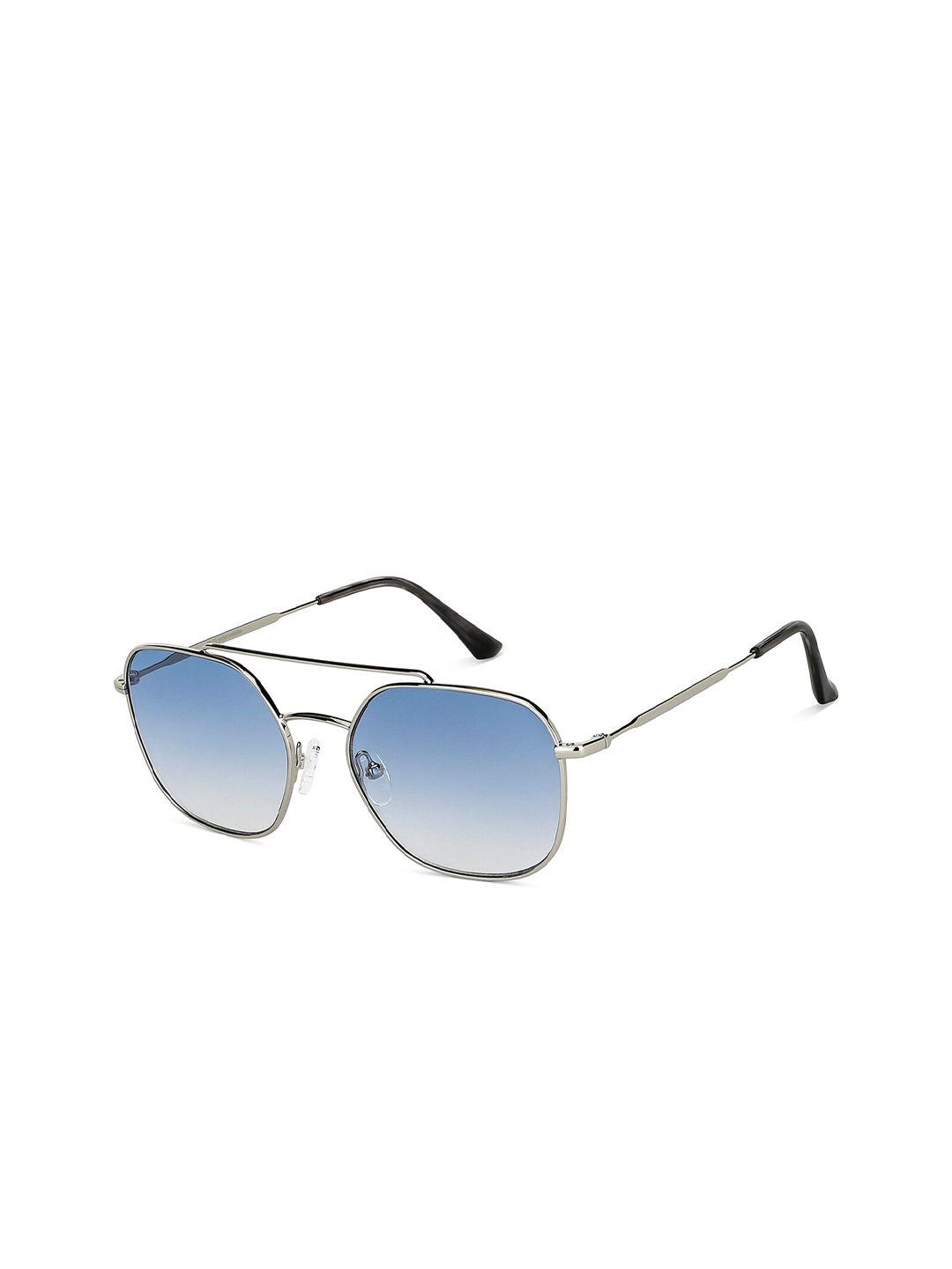 john jacobs unisex blue lens & silver-toned square sunglasses with uv protected lens