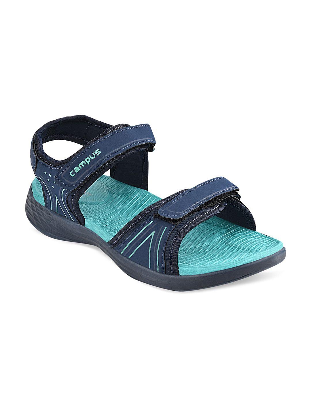 campus women navy blue solid sports sandals