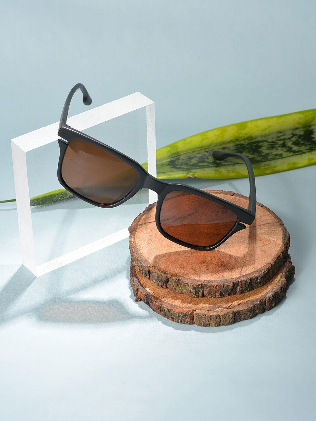 haute sauce by campus sutra unisex brown lens & black butterfly sunglasses with polarised and uv protected