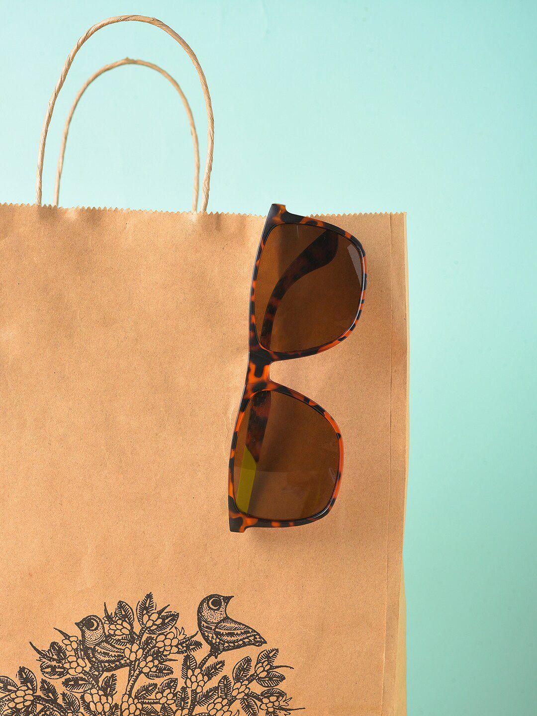 haute sauce by campus sutra unisex brown lens & brown wayfarer sunglasses with polarised lens