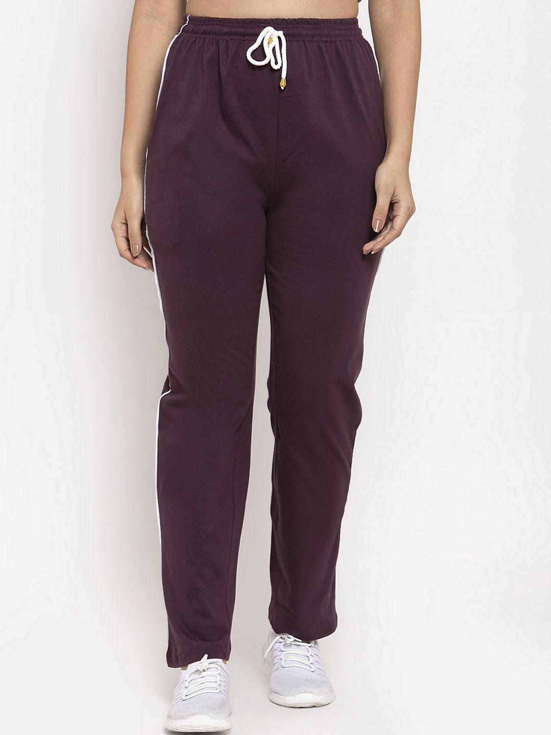 clora creation women burgundy solid track pants