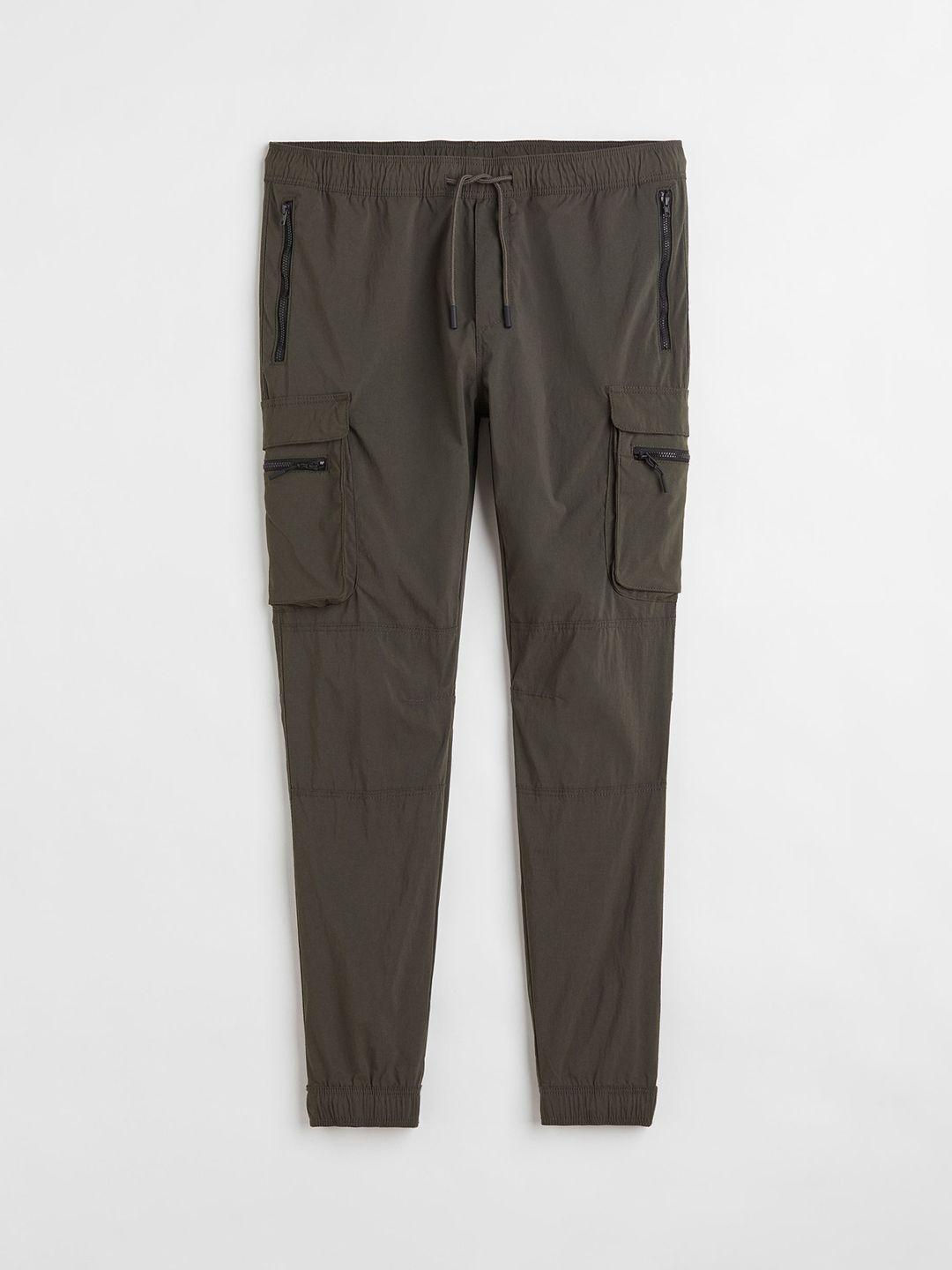 h&m men green skinny fit nylon cargo joggers