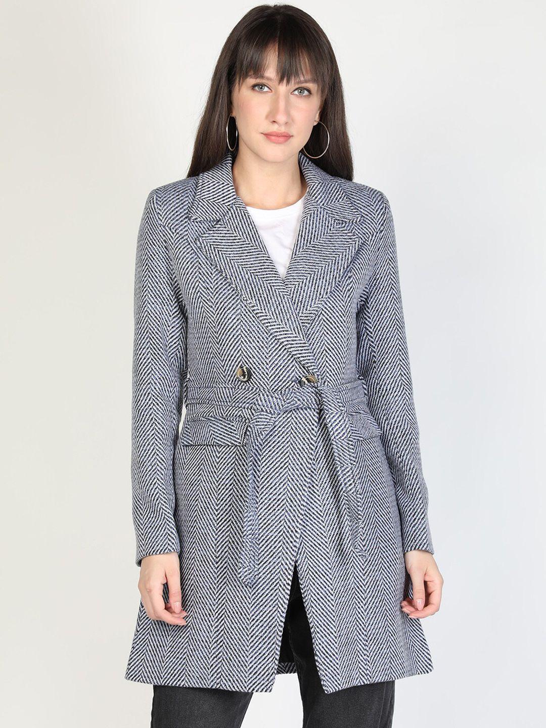 honnete women grey striped longline coats