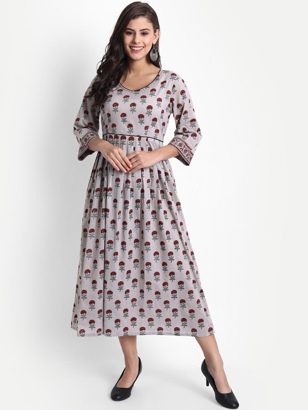 githaan grey & iris floral midi dress