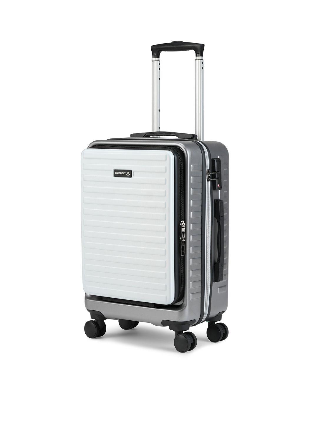 assembly colourblocked hard-sided cabin-sized trolley suitcase 42l