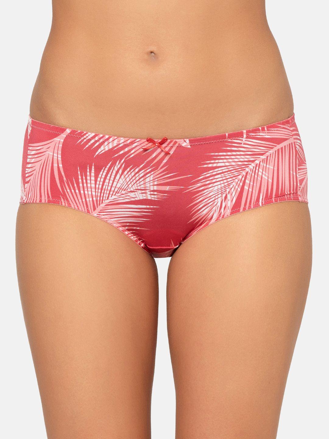 triumph women red & white printed seamless hipster briefs