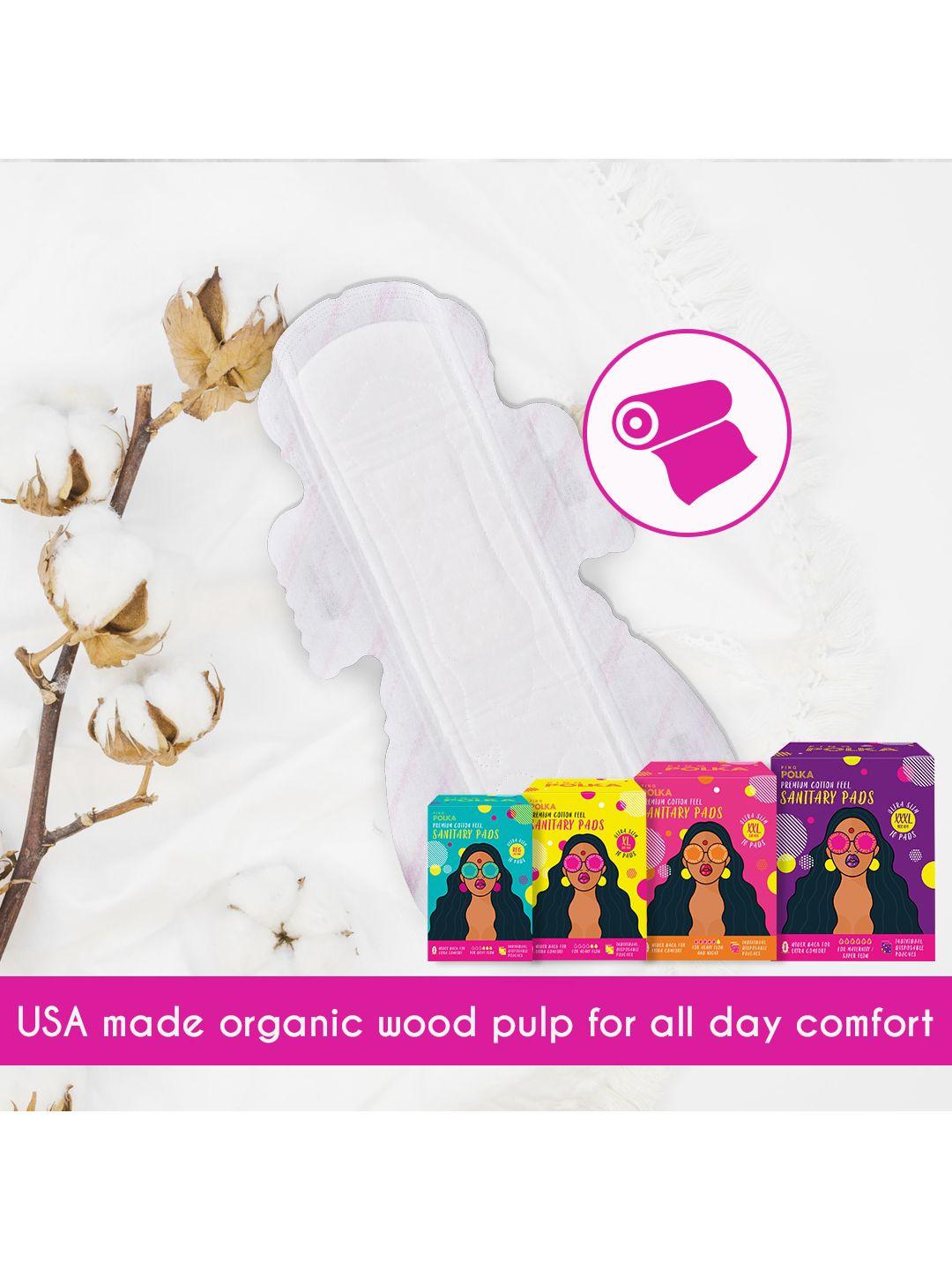 pinq polka period combo pack - premium organic cotton feel ultra sanitary pads - 20 pcs