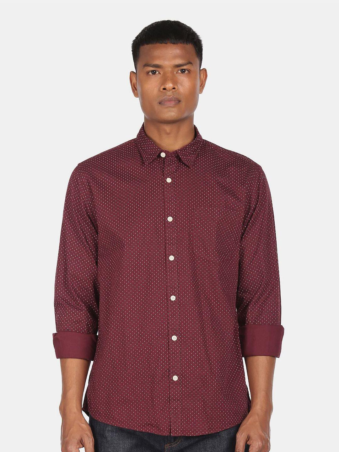 ruggers men red printed casual shirt