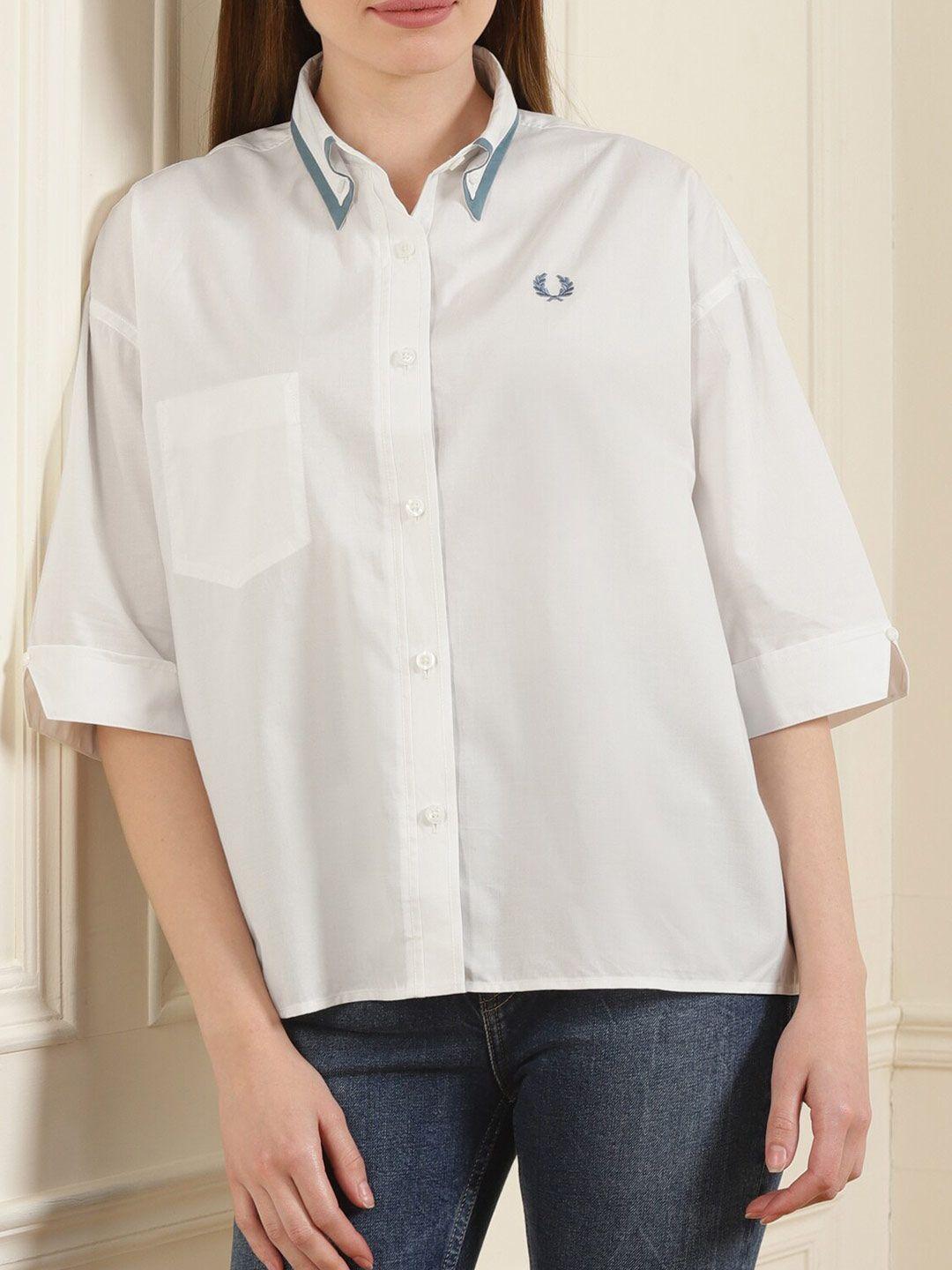 fred perry women white formal shirt