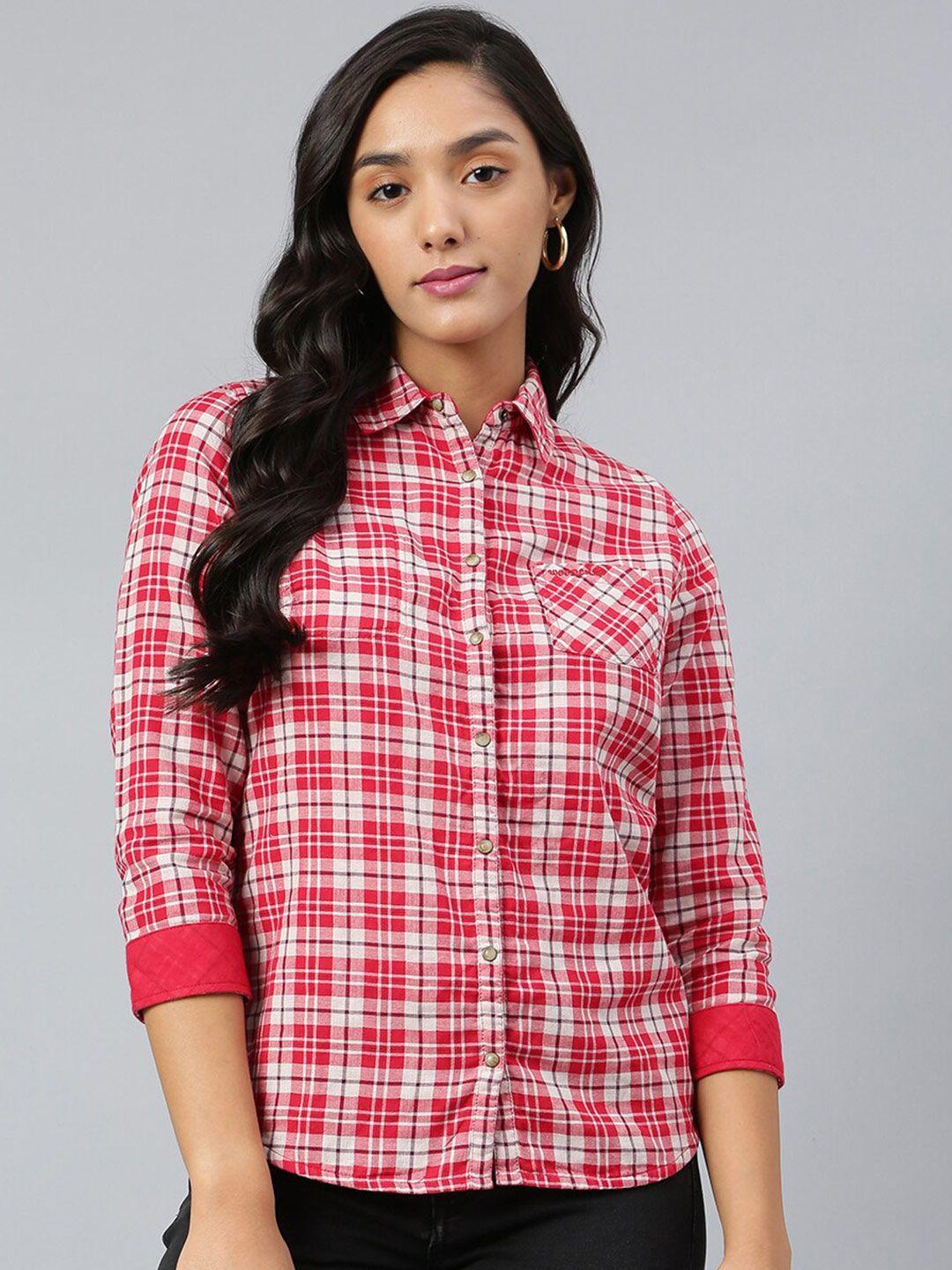 woodland women red tartan checks checked casual shirt