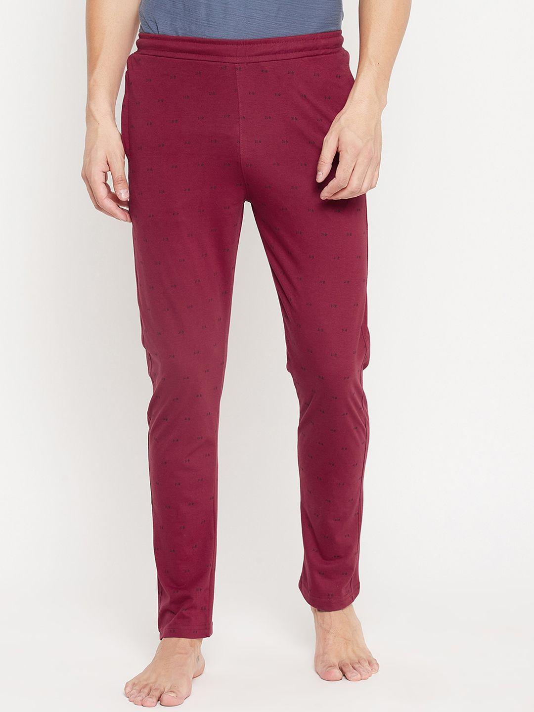 okane men red printed lounge pants