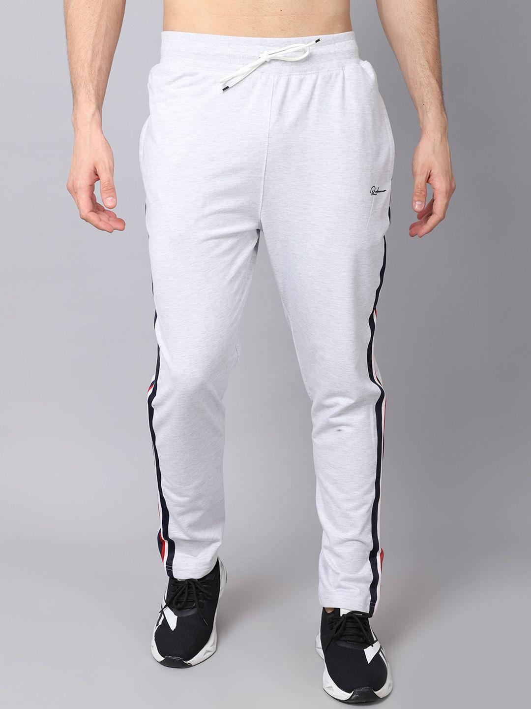 rodamo men grey striped slim-fit cotton track pants