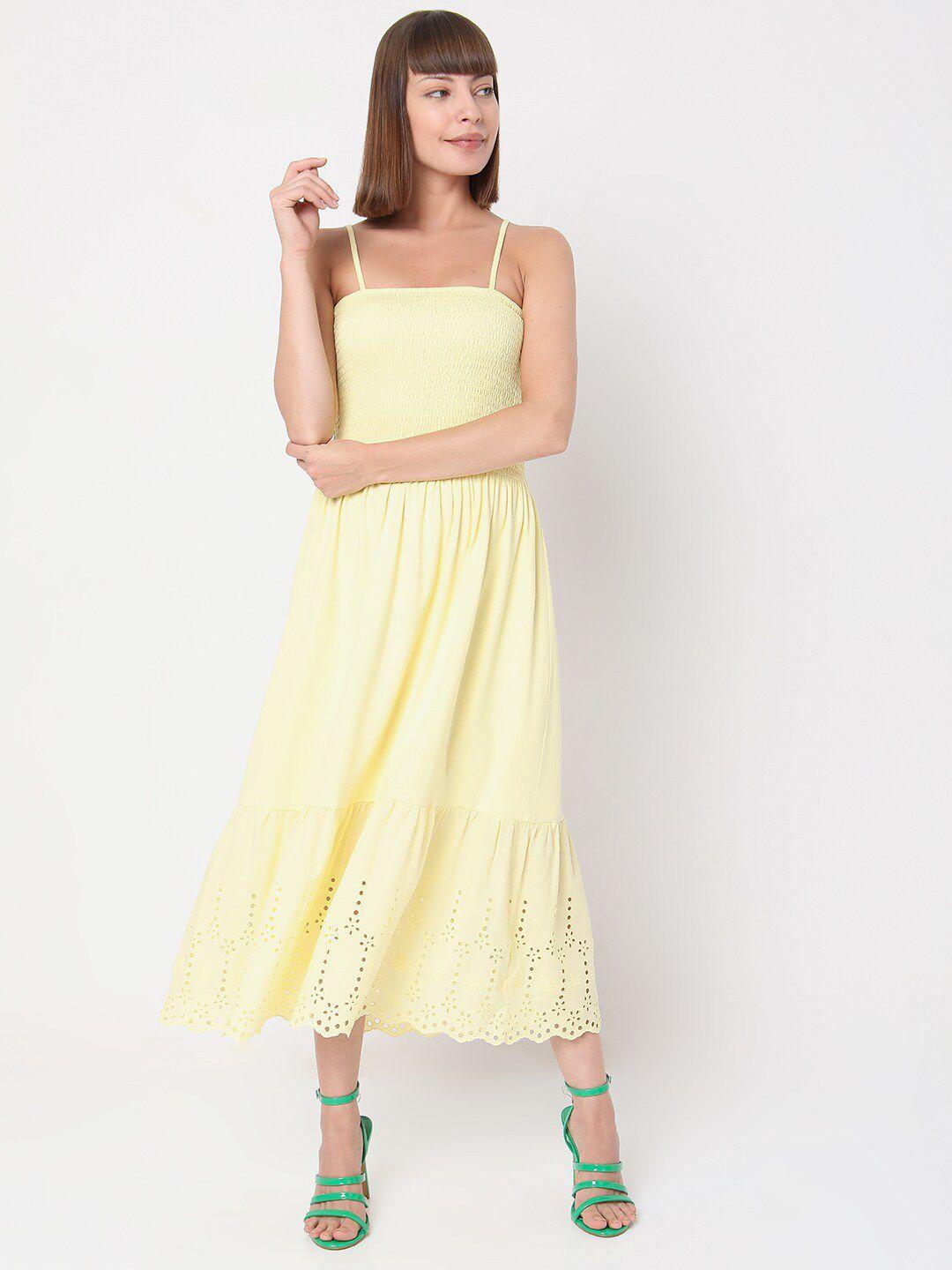 vero moda yellow & afterglow off-shoulder maxi dress