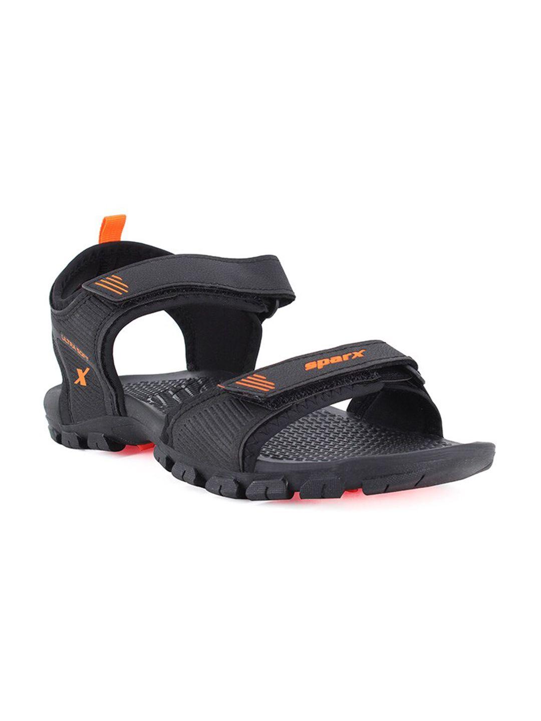 sparx men black & orange comfort sandals