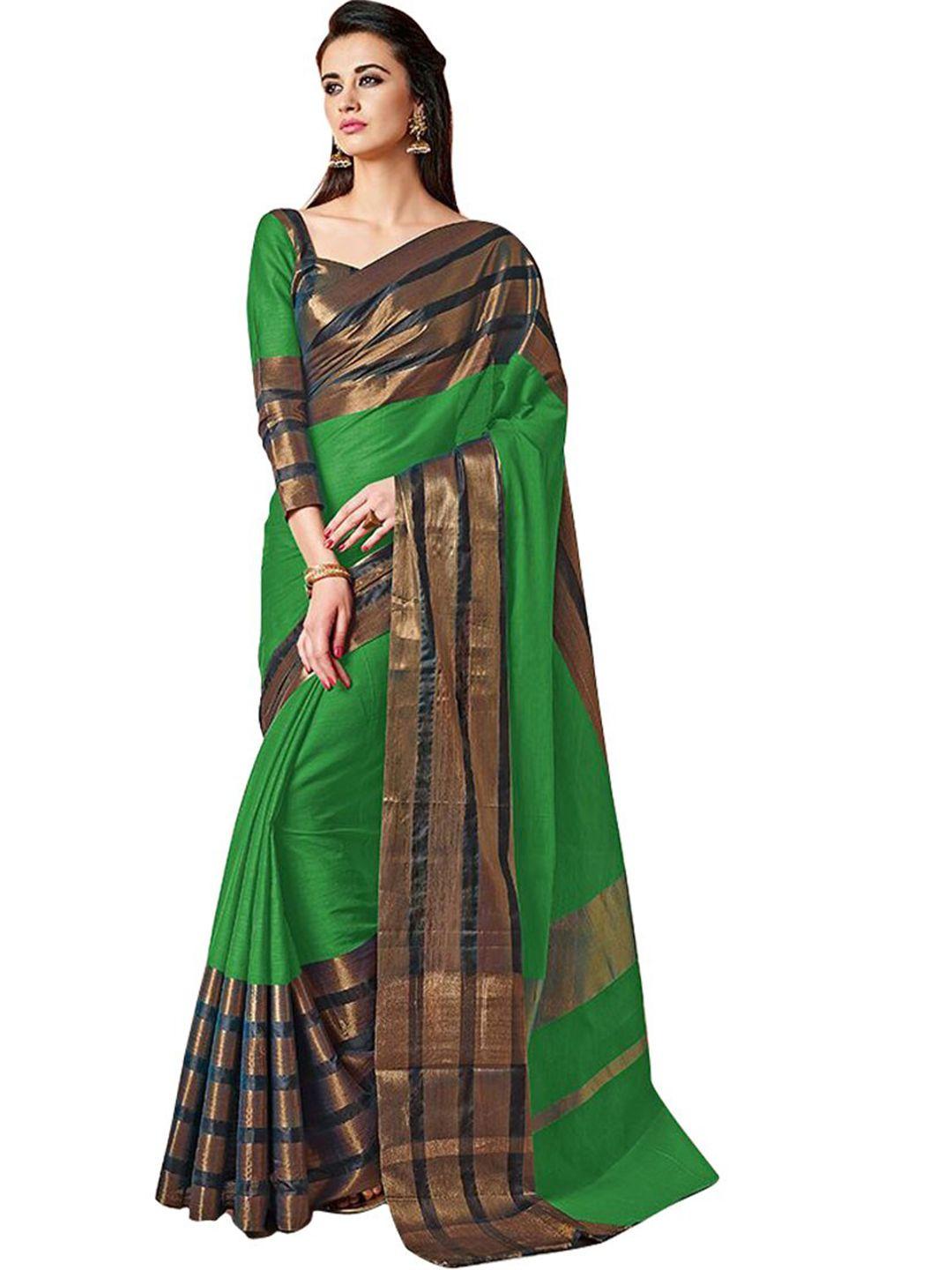 baps green & blue striped zari banarasi saree