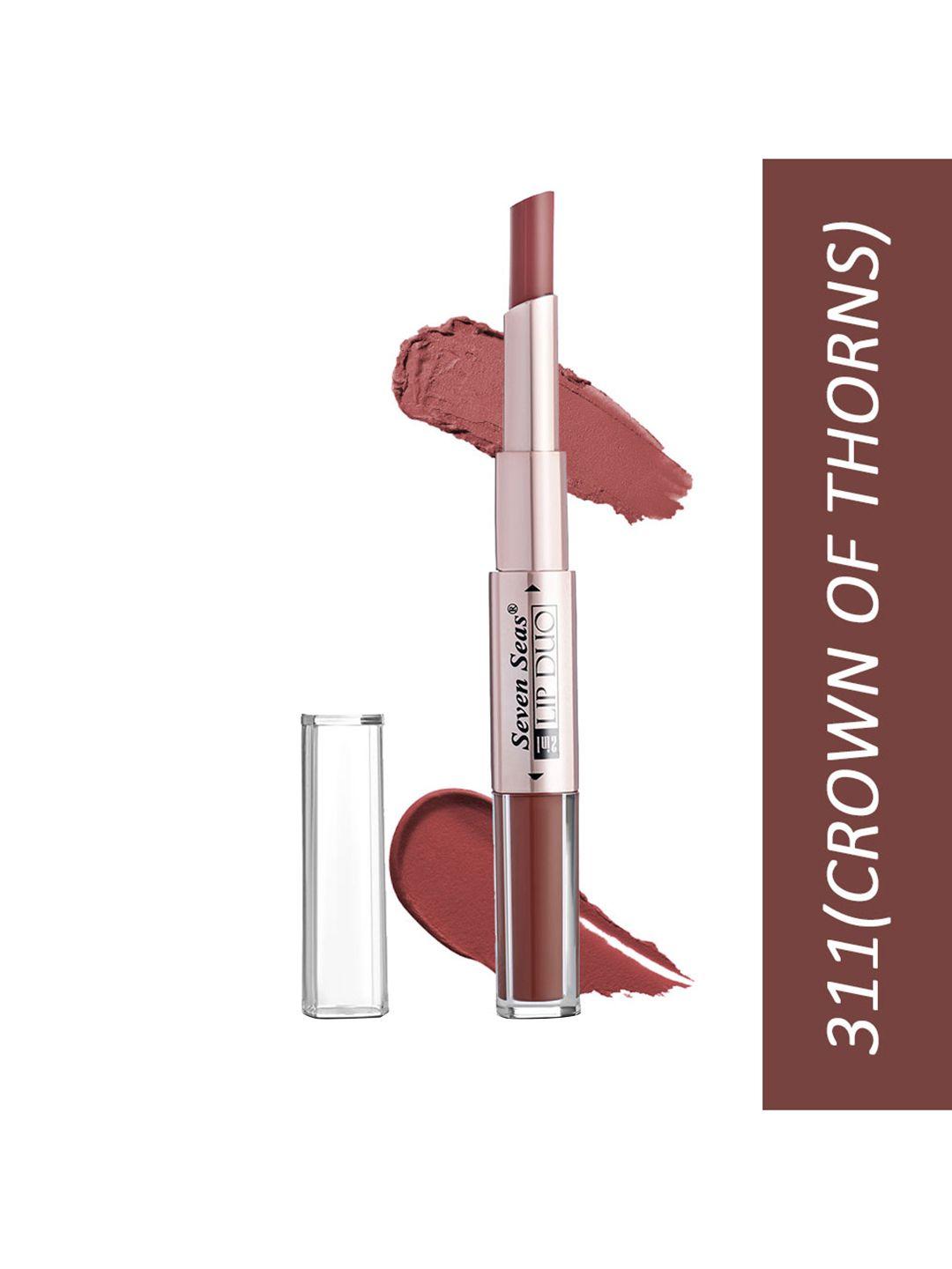 seven seas lip duo 2 in 1 matte lipstick with liquid lipstick 7g - crown of thorns 311