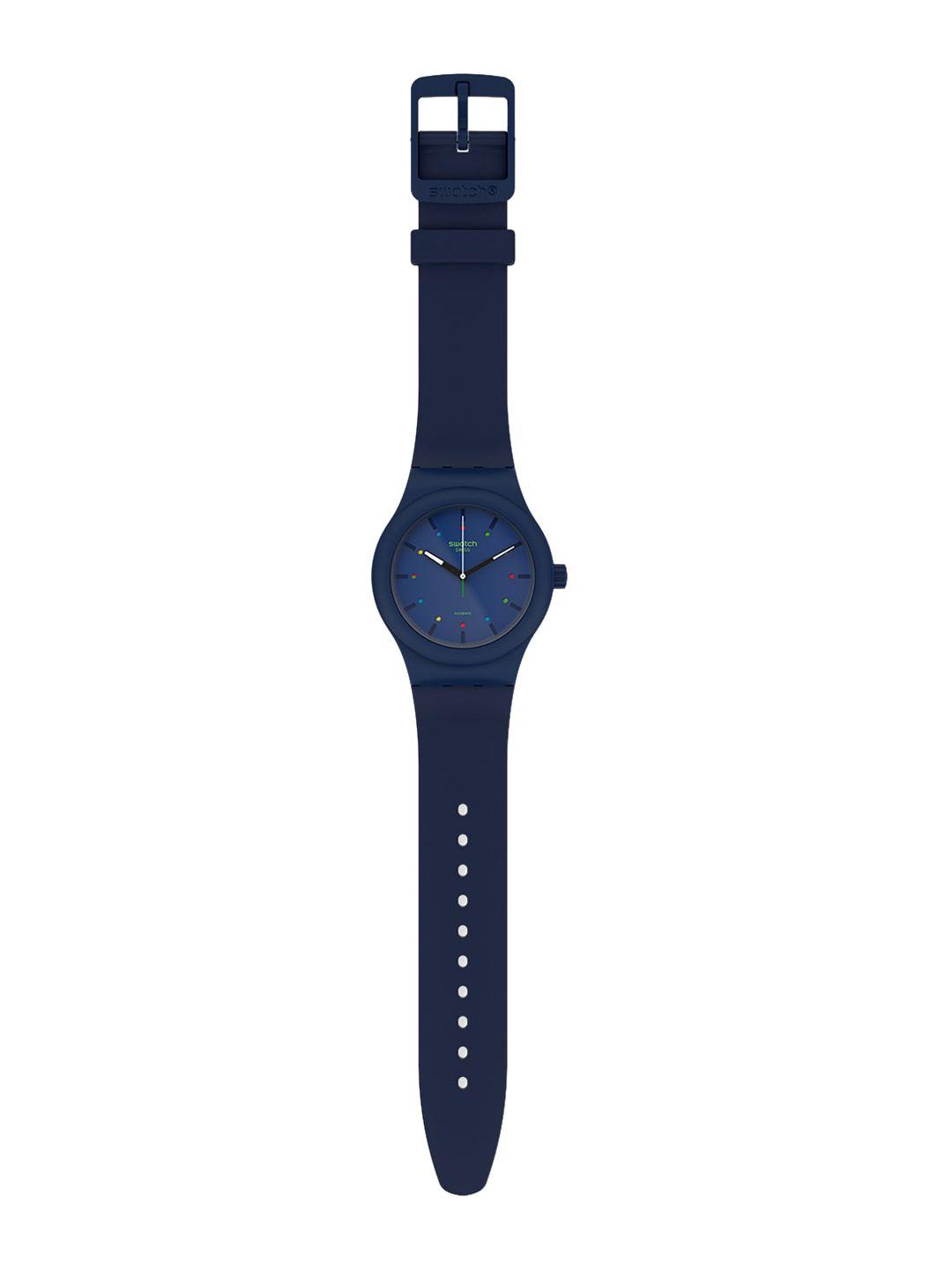 swatch unisex dial & ceramic straps analogue automatic watch so30n400