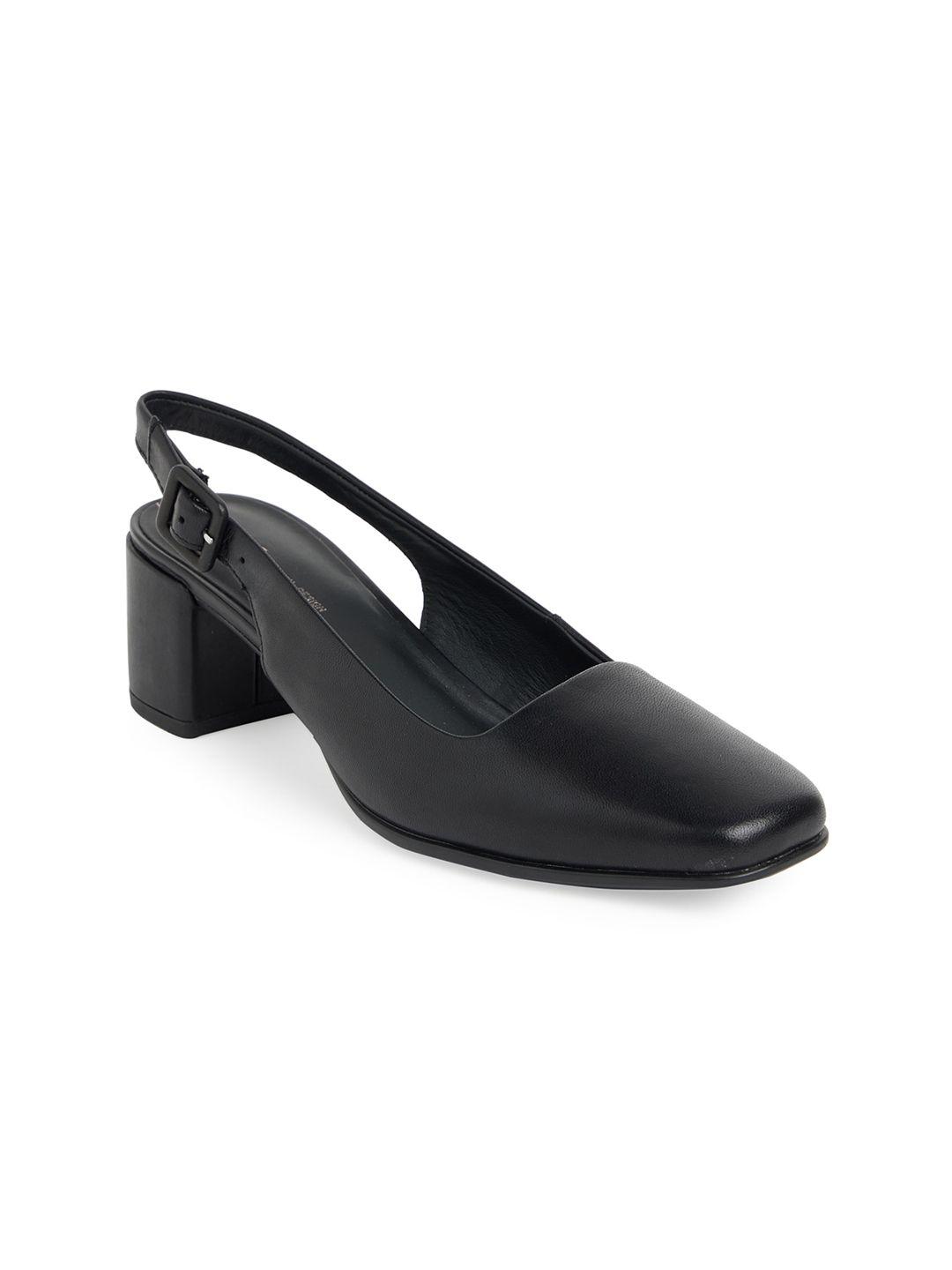 ecco black leather shape block pumps