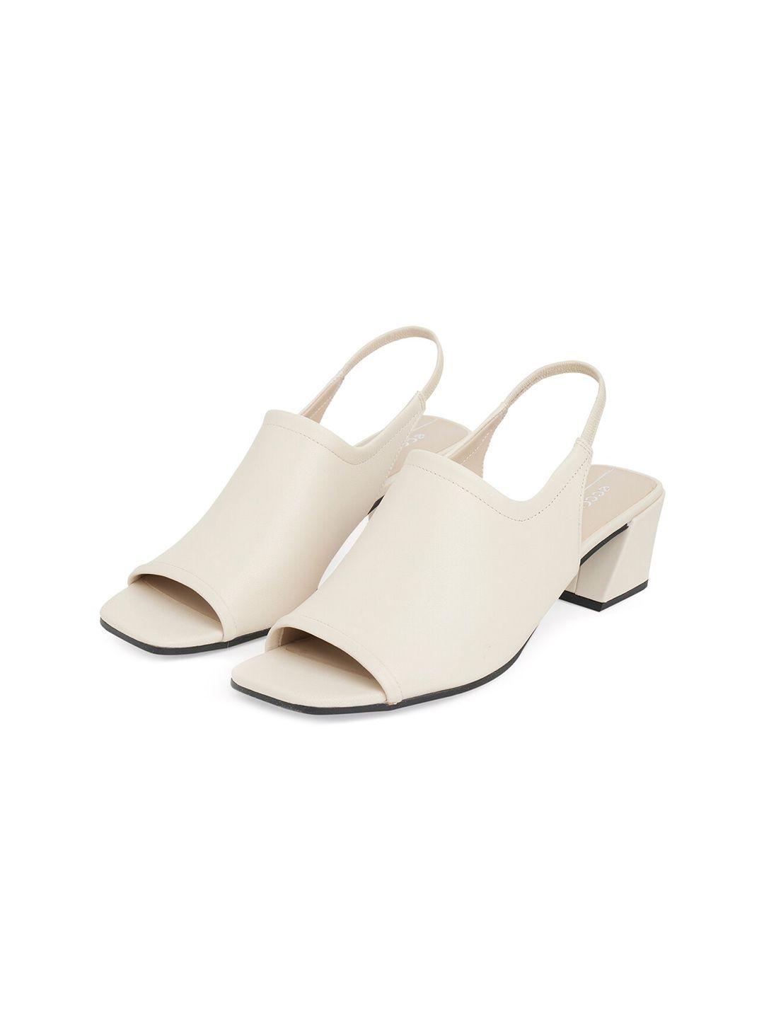 ecco beige leather contemporary block mules