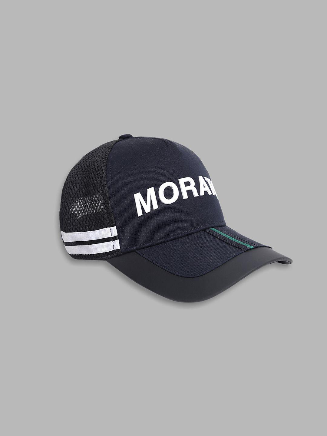 antony morato men blue & white printed cotton baseball cap