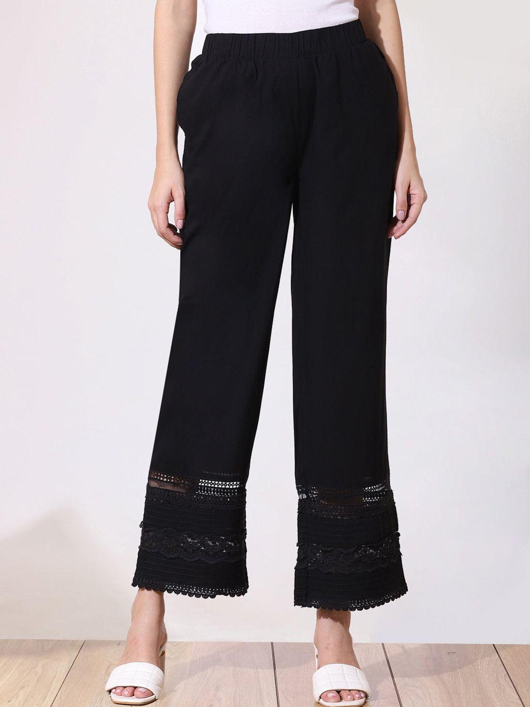 lakshita women black high-rise ethnic trousers