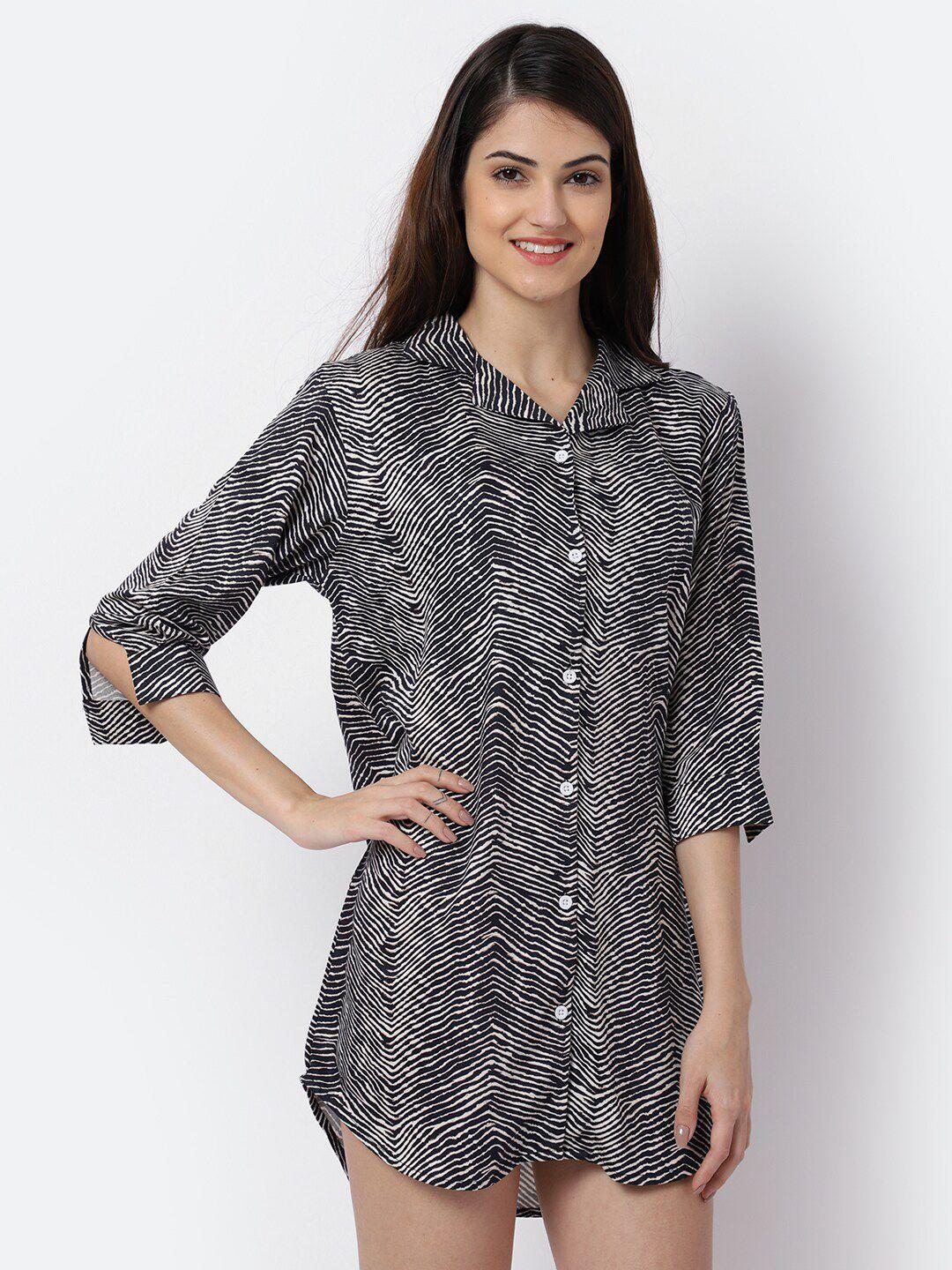 boston club black printed nightdress