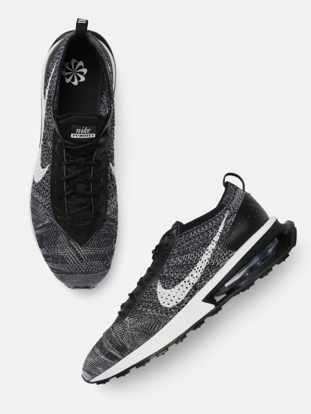 nike men black & grey air max flyknit racer sneakers