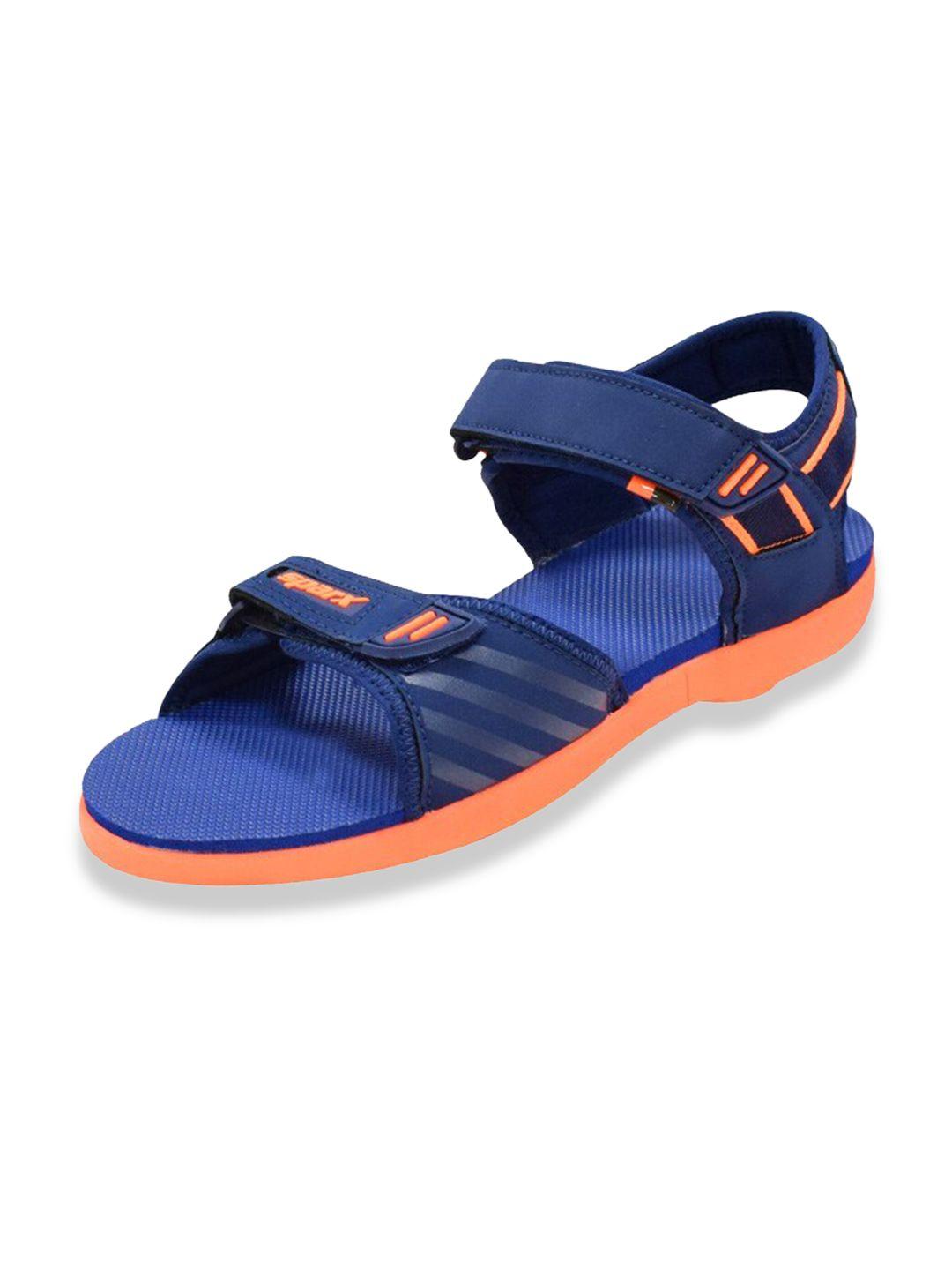 sparx men navy blue & orange sports sandals