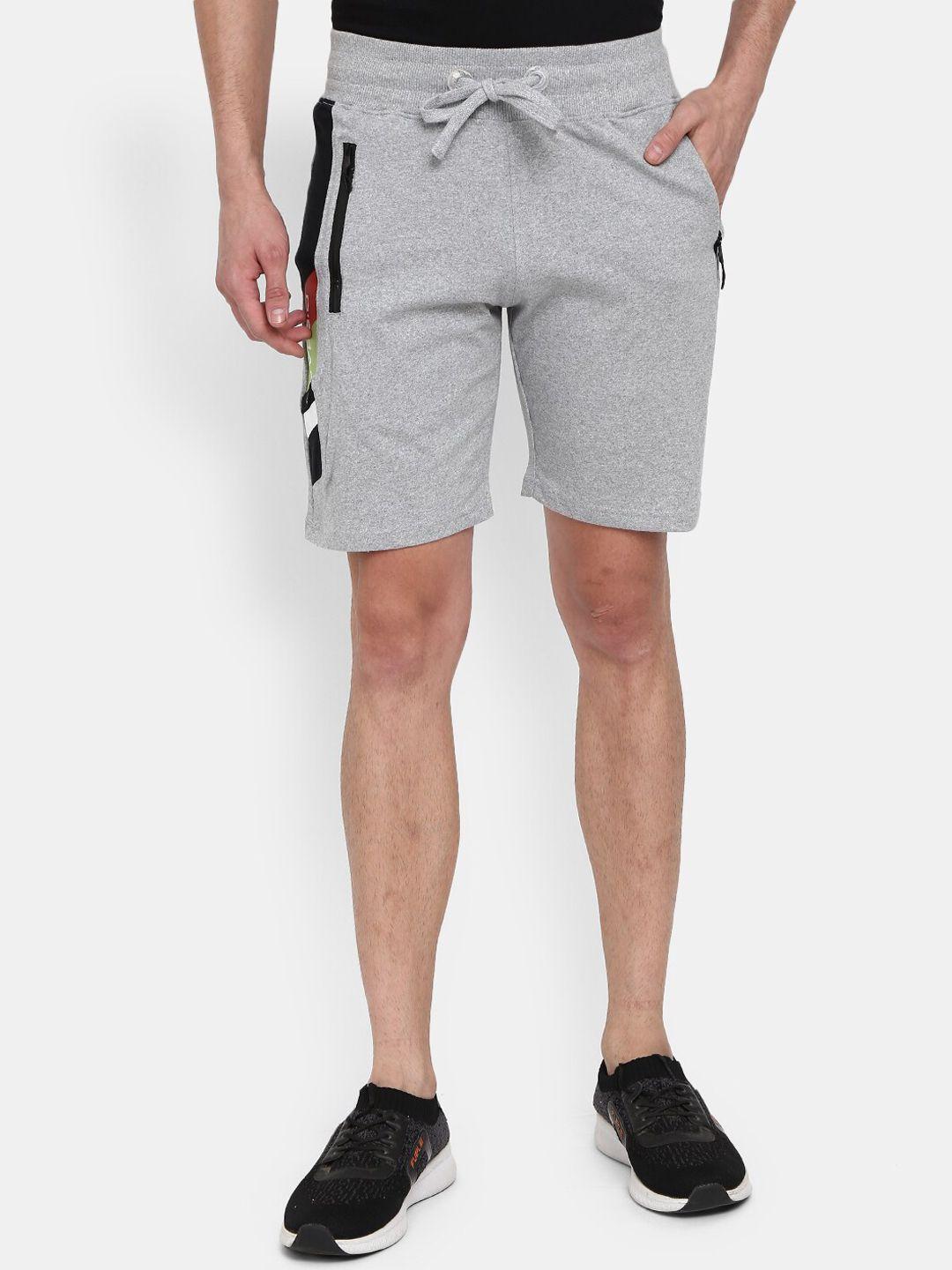 v-mart men grey solid cotton shorts