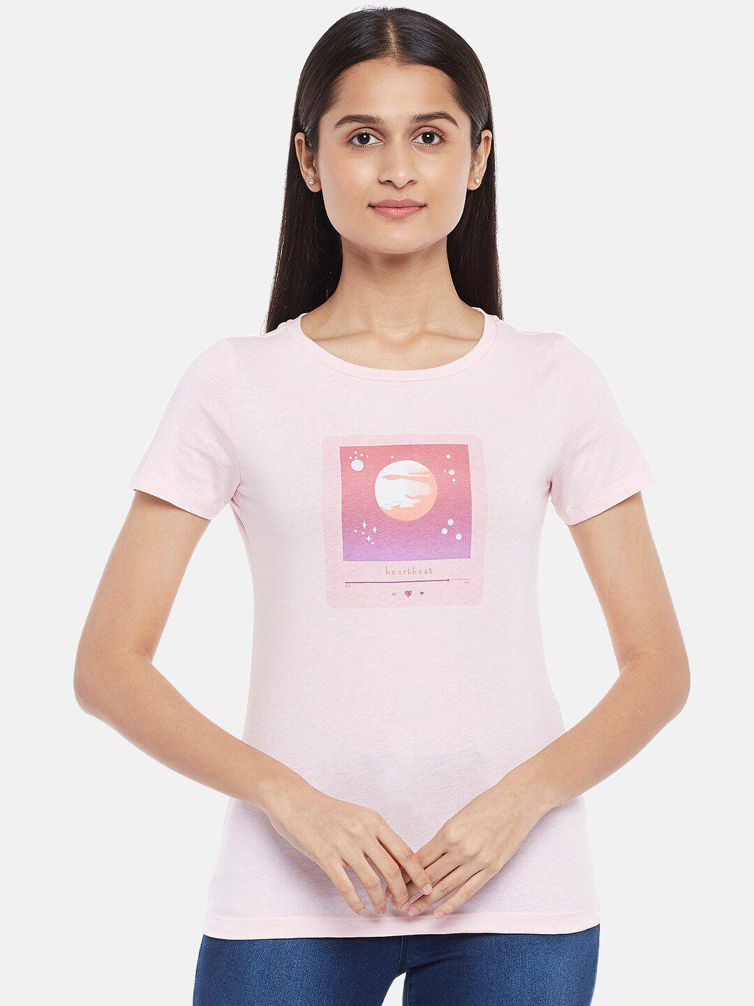 honey by pantaloons women pink & shrinking violet printed t-shirt