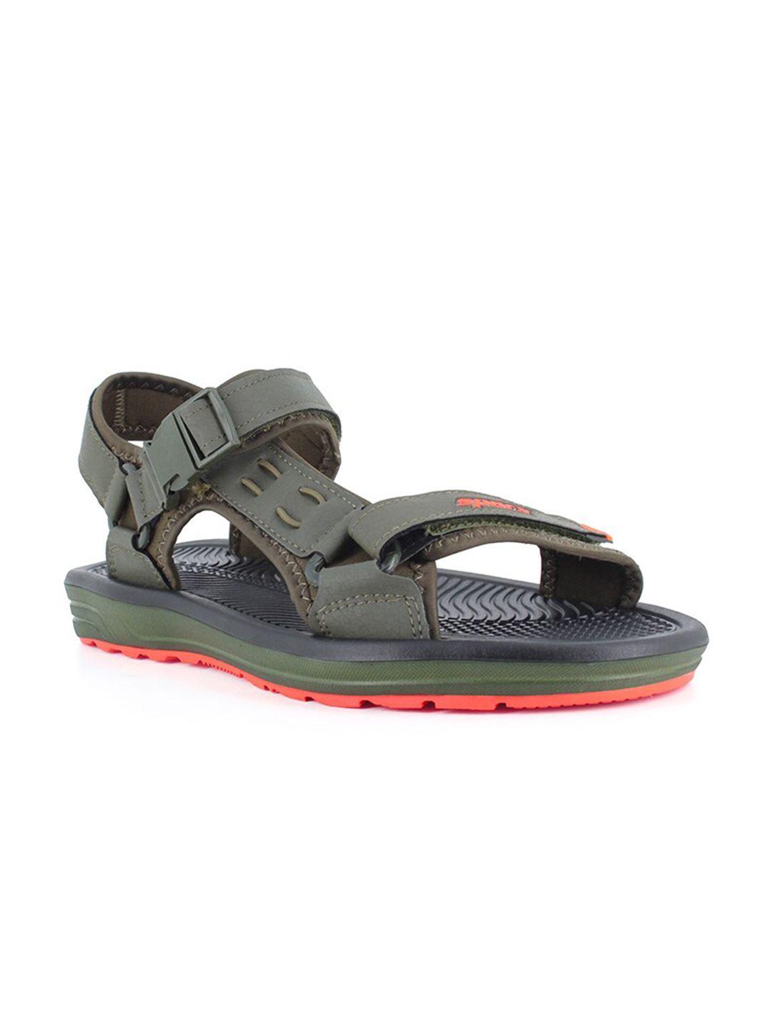 sparx men olive green & orange sports sandal