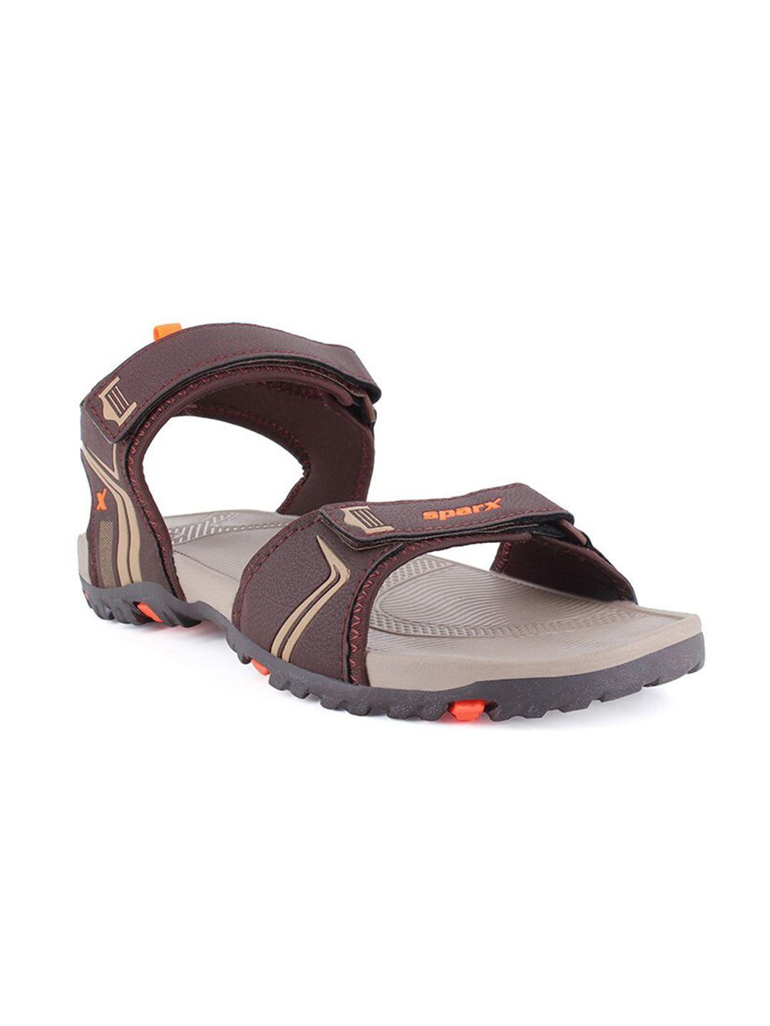 sparx mens brown & orange sports sandals