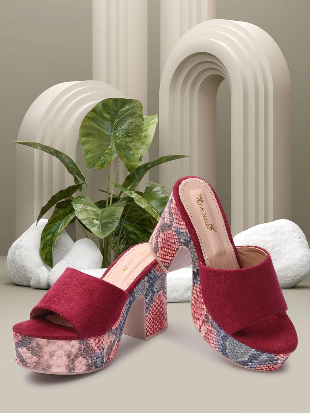 longwalk red printed suede wedge pumps with bows