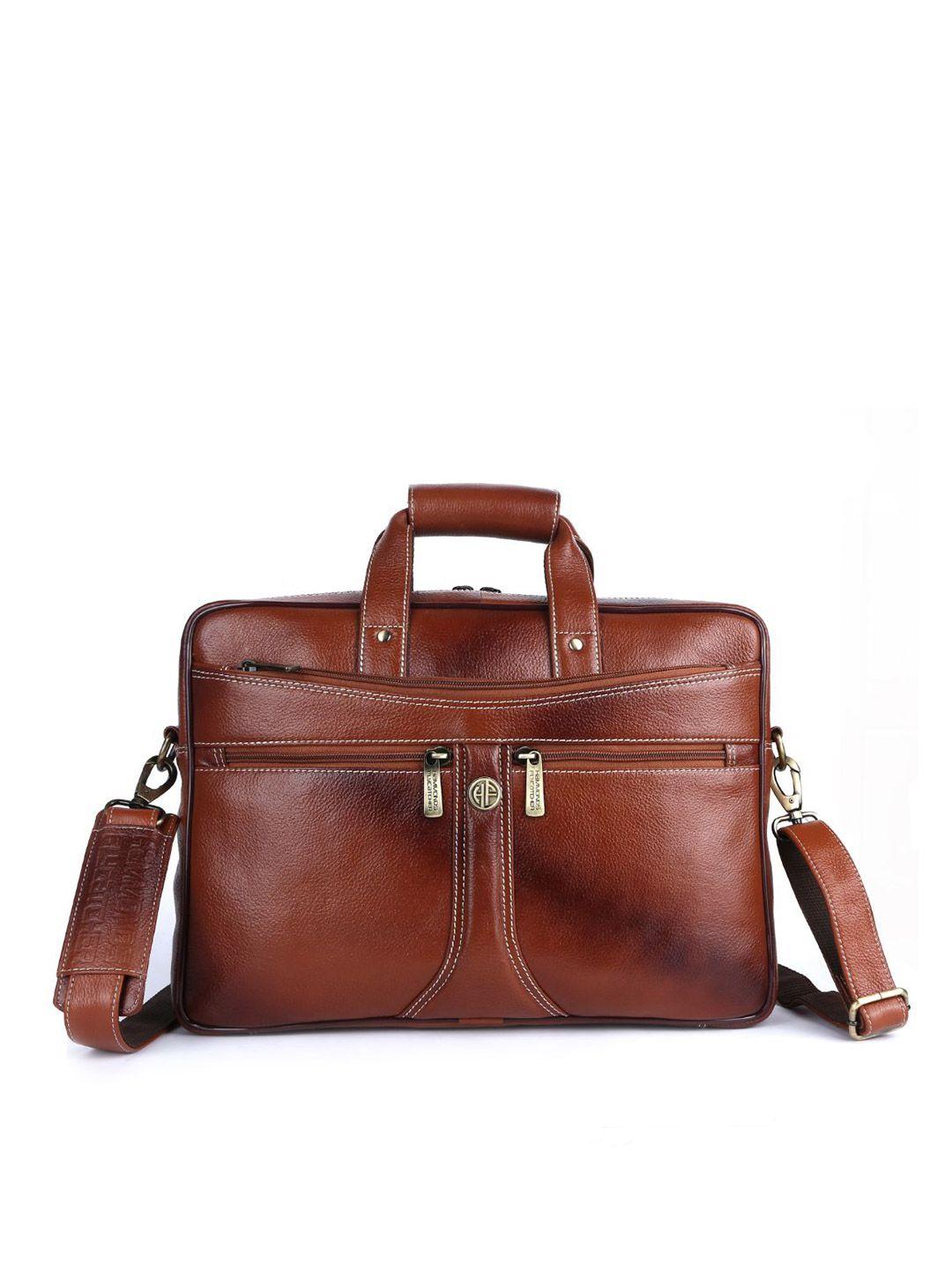 hammonds flycatcher men tan leather laptop bag