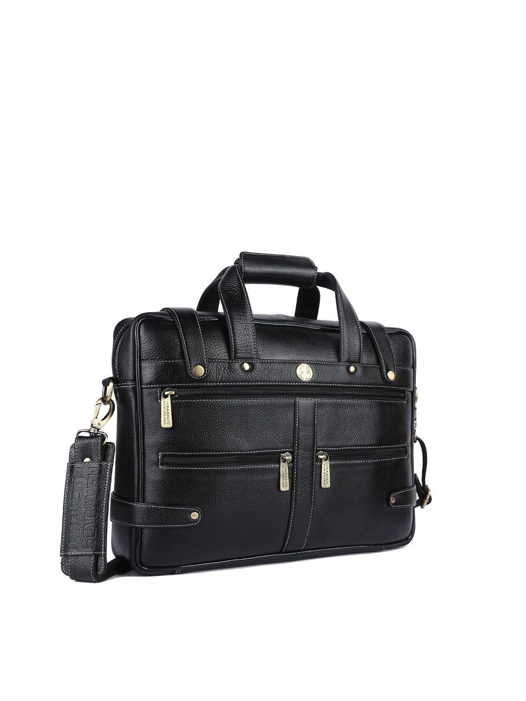 hammonds flycatcher men black leather laptop bag