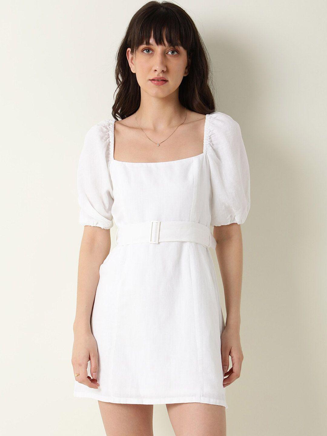 rareism white a-line mini dress