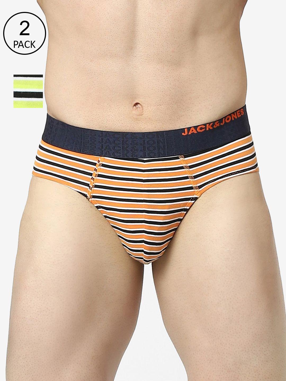 jack & jones men pack of 2 striped basic briefs