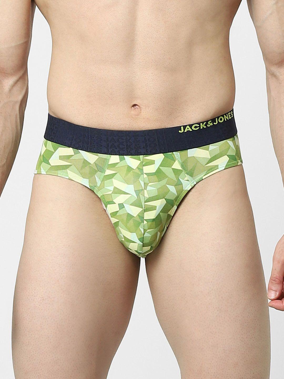 jack & jones men green printed basic briefs