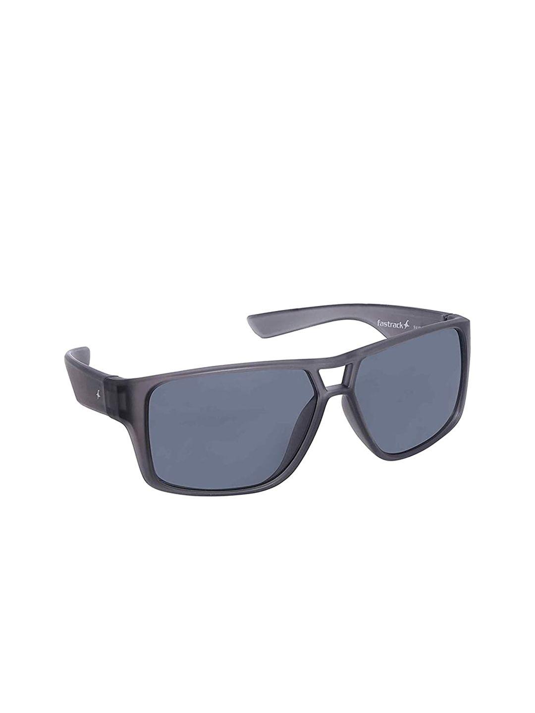 fastrack unisex grey lens & gunmetal-toned sports sunglasses with uv protected lens