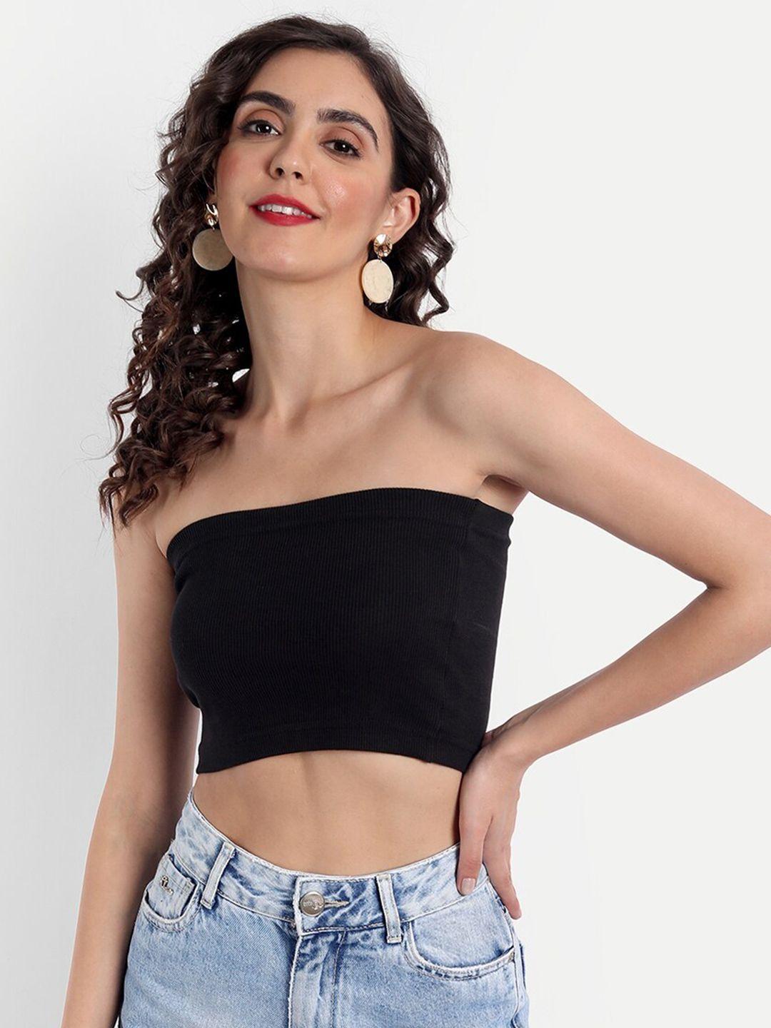 emprall black tube crop top