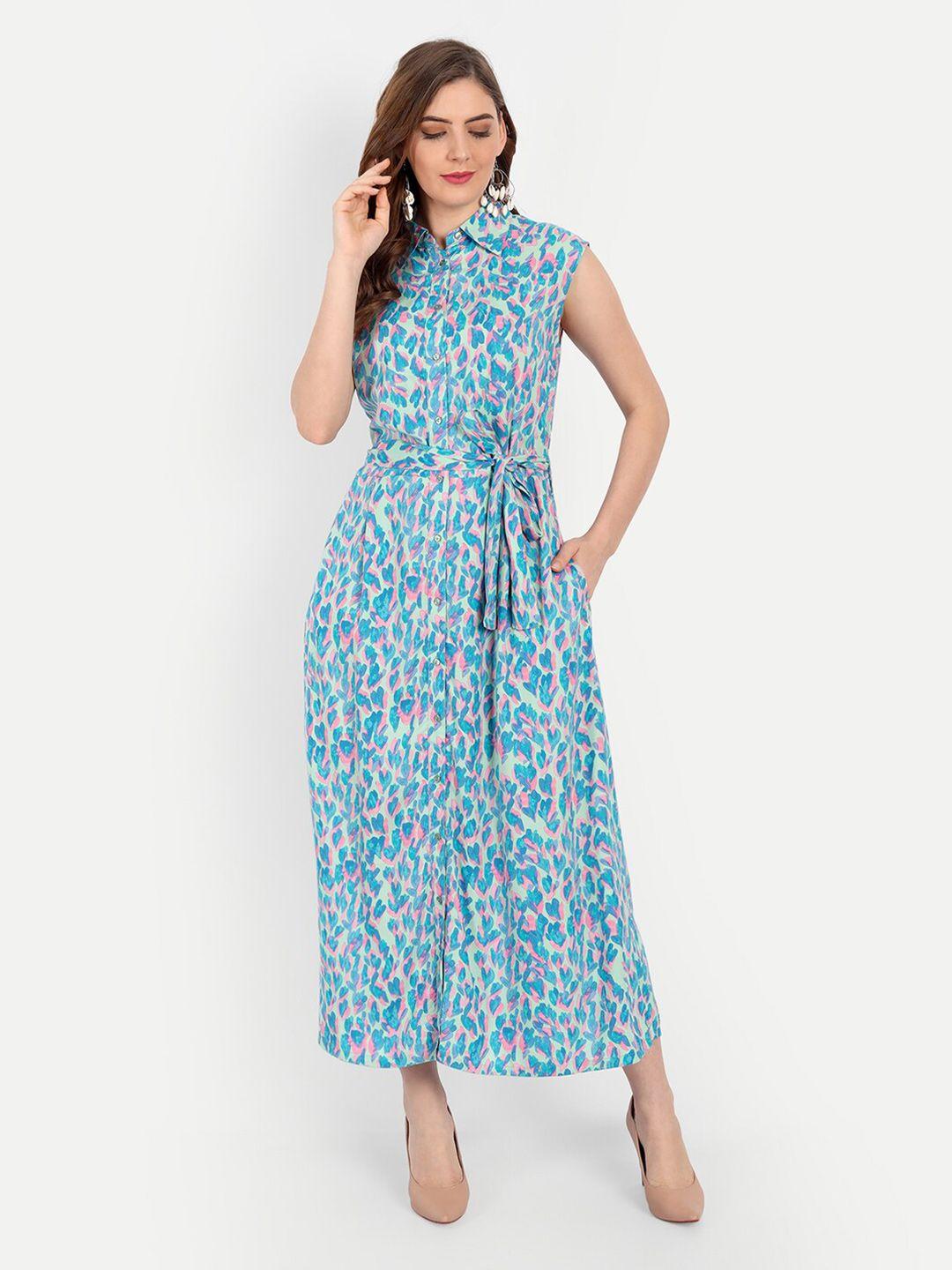 minglay multicoloured floral a-line dress