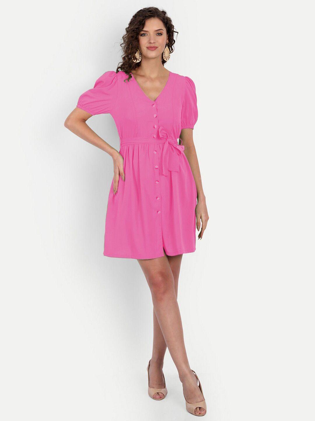 minglay pink crepe a-line dress