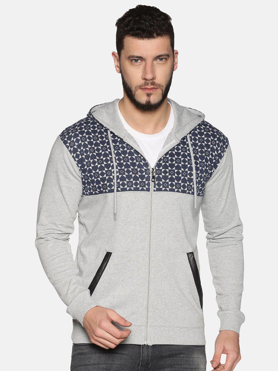 urgear men grey printed hooded sweatshirt