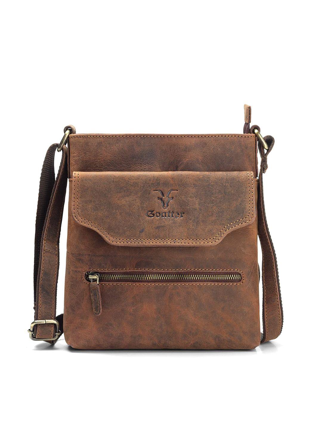 goatter unisex coffee brown messenger bag