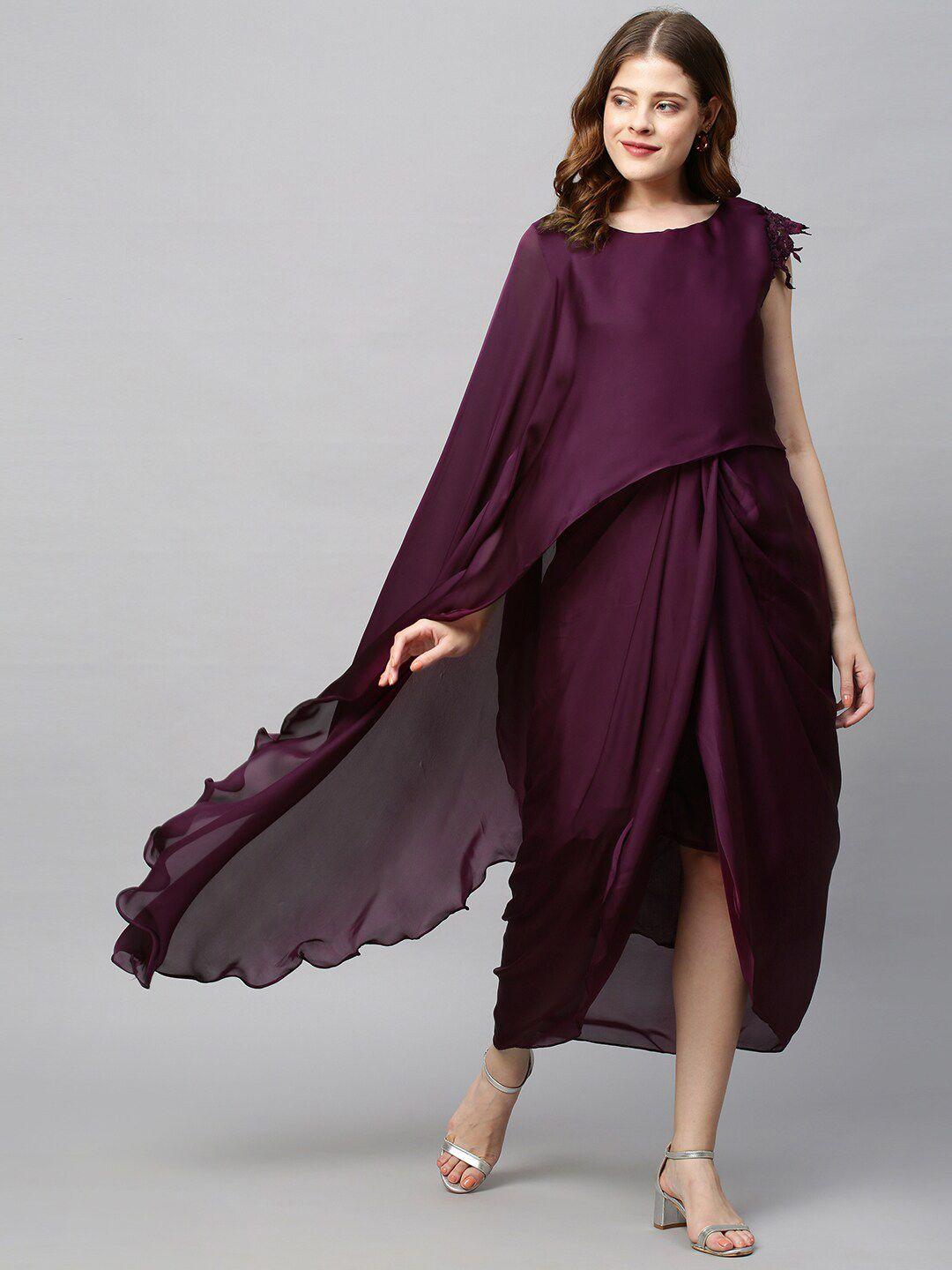 envy me by fashor purple & licorice satin maxi midi dress